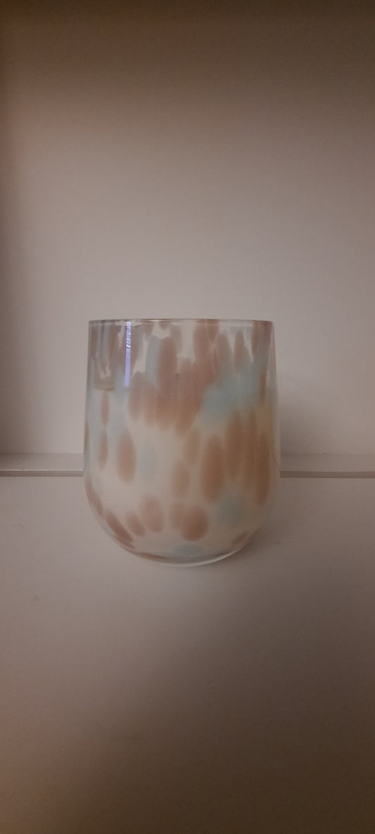 Pink/Blue glass tumbler candle